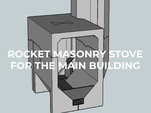 Rocket masonry stove for the main building