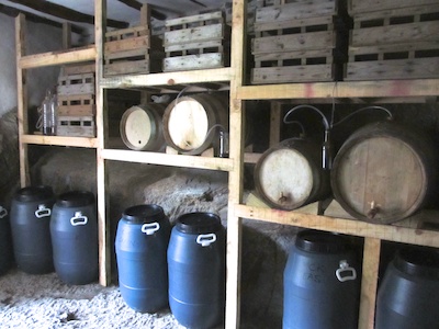 Wine barrels in the store room