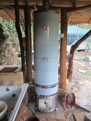 The bailarina - our 150-litre Portuguese-made wood-fired water heater