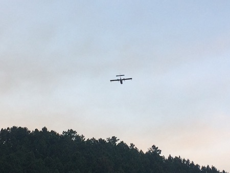 Fire-fighting Canadair aircraft overhead, October 8 2017
