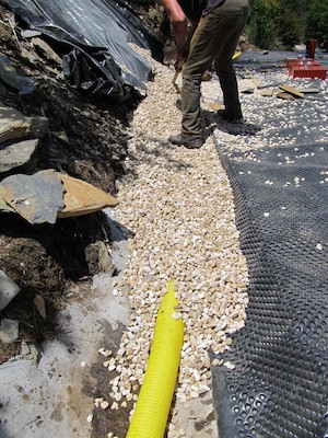 Gully being filled with gravel