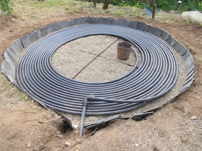 Pipe is fixed to a cross of rebar
