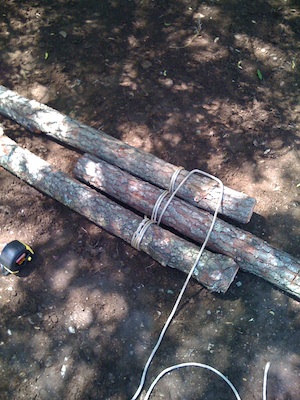 Lashing poles to make tripods