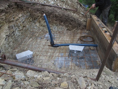 Foundations for the 6,000-litre water tank