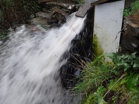 Extreme weather - water wheel chute under large amounts of water