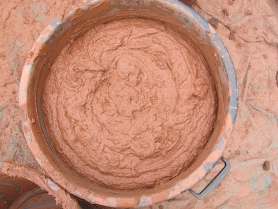 Clay plaster ready for application