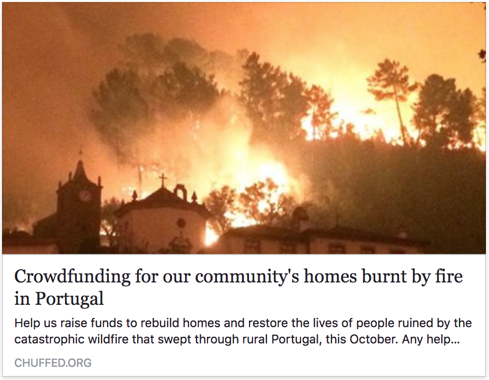 Support Benfeita valley community: Crowdfunding to rebuild our homes destroyed in Portugal fire